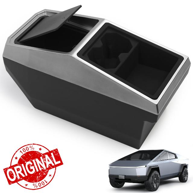 Floor Console Organizer for Tesla Cybertruck 2024 2025，Custom Fit Multifunctional Storage Box for 2024 2025 Cybertruck Accessories，Center Console Storage with Cup Holder