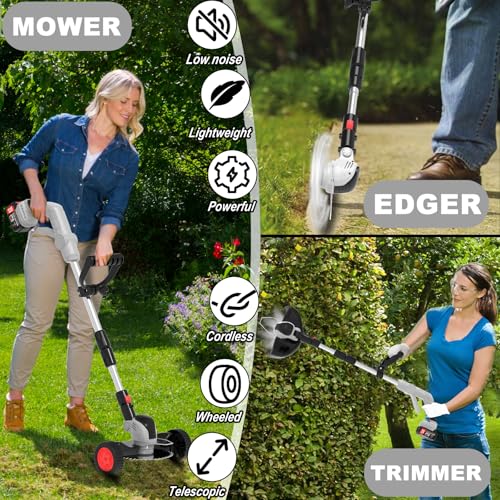 3 in 1 Stringless Grass Trimmer/Edger/Brush Cutter for Garden Yard Lawn