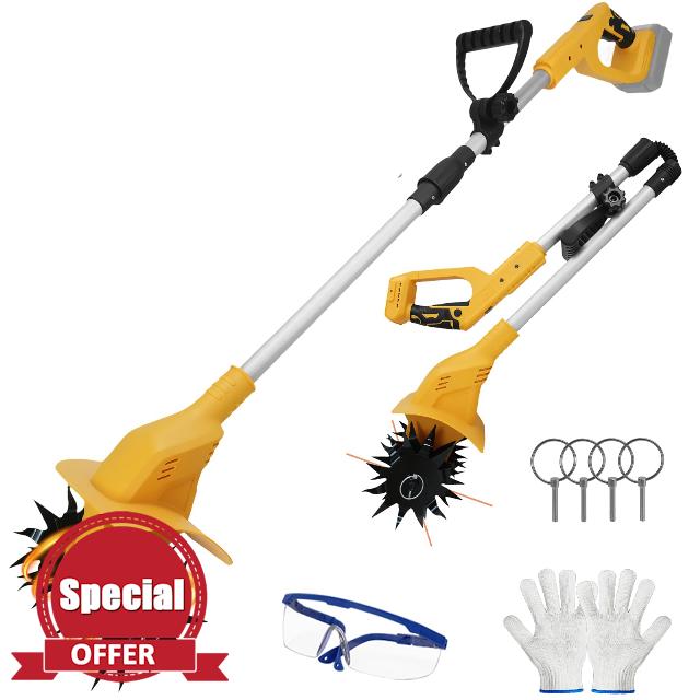 Cordless Tiller Cultivator Compatible with Dewalt 20V Max Li-ion Battery