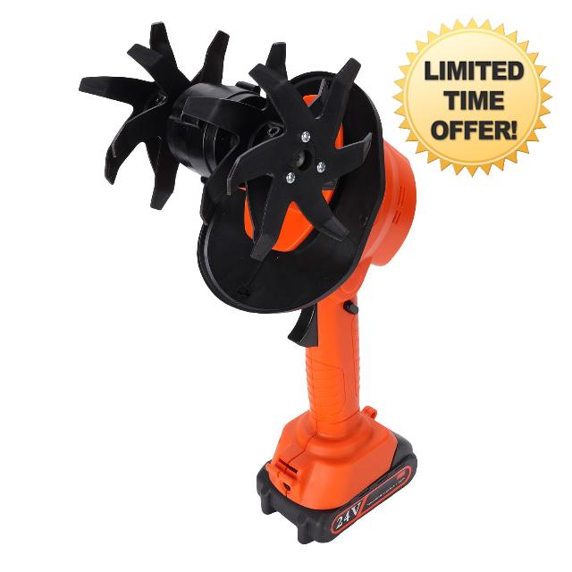 24V Cordless Electric Tiller with 2 Rechargeable Batteries
