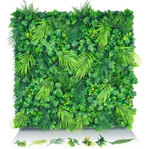 20"x20" 16PCS Faux Grass Backdrop with UV Resistant Fern Leaves