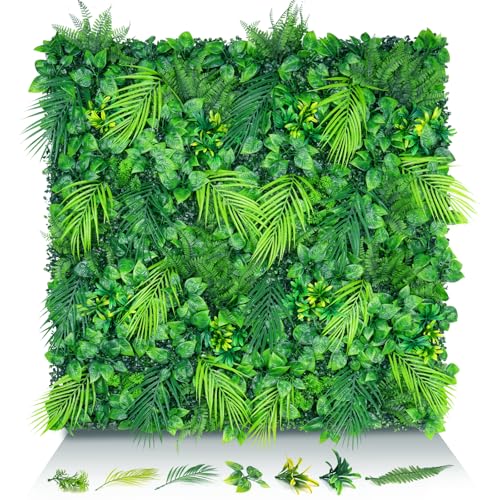 20"x20" 16PCS Faux Grass Backdrop with UV Resistant Fern Leaves