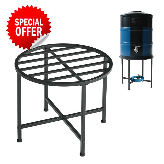 Heavy Duty Stainless Steel Rain Barrel Stand - Supports 45/50/55 Gallon Plastic Barrels
