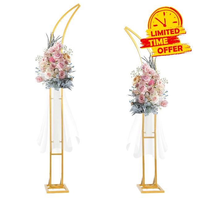 Wedding Arch Stand - 2pcs Large 8.2&6.9Ft Balloon floral Arch Stand Half Arch Flower Frame Photography Backdrop stand