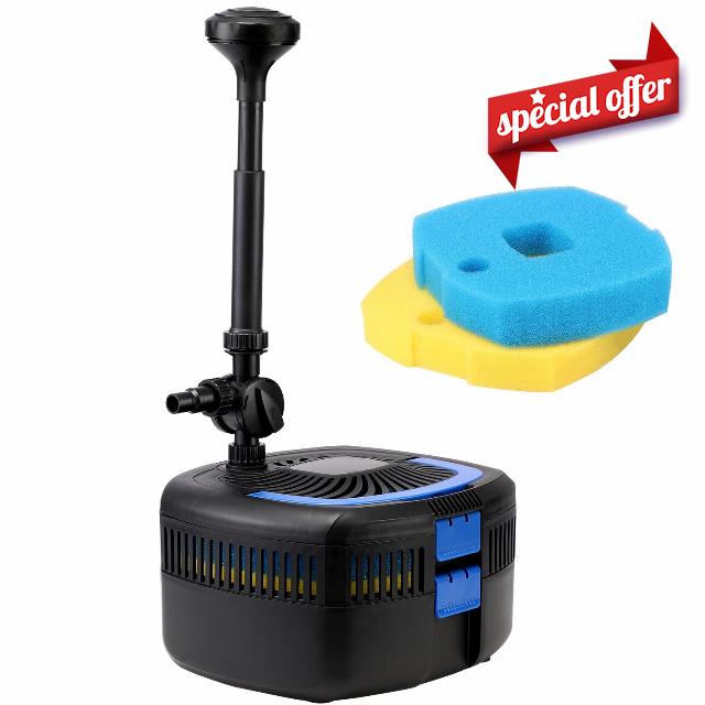 1370GPH Pond Filter Pump with 2 sets of Filter Sponges