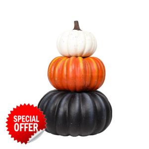 Large Fall Pumpkin Outdoor Decor Autumn Harvest Stacked Pumpkins 22.44’’ Artificial Pumpkin Faux Fall Pumpkins Porch Farmhouse Yard Halloween Thanksgiving Decorations Fall Indoor Home Front Door