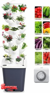 Vertical Hydroponic Tower Garden System - 6 Layer 30 Pods Hydroponic Grow Tower Kit with Water Pump & Timer