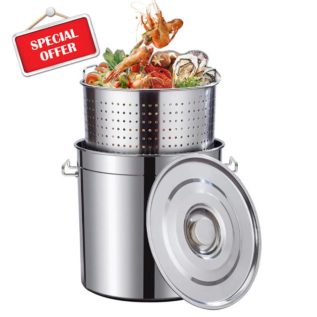 36-Quart Stainless Steel Seafood Boil Pot with Lid