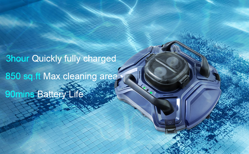 Cordless Robotic Pool Cleaner, Robotic Pool Vacuum Automatic Cleaning
