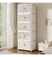 JONZEN 240Qt Stackable Storage Bins with Lid, 60GAL Closet Organizer and Storage Drawer, Collapsi...