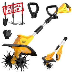 Cordless Tiller Cultivator Compatible with DEWALT 20V MAX Battery(Tool Only)