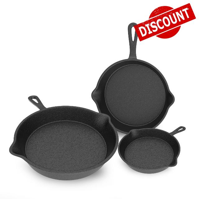 Cast iron Skillets 3 Piece Set