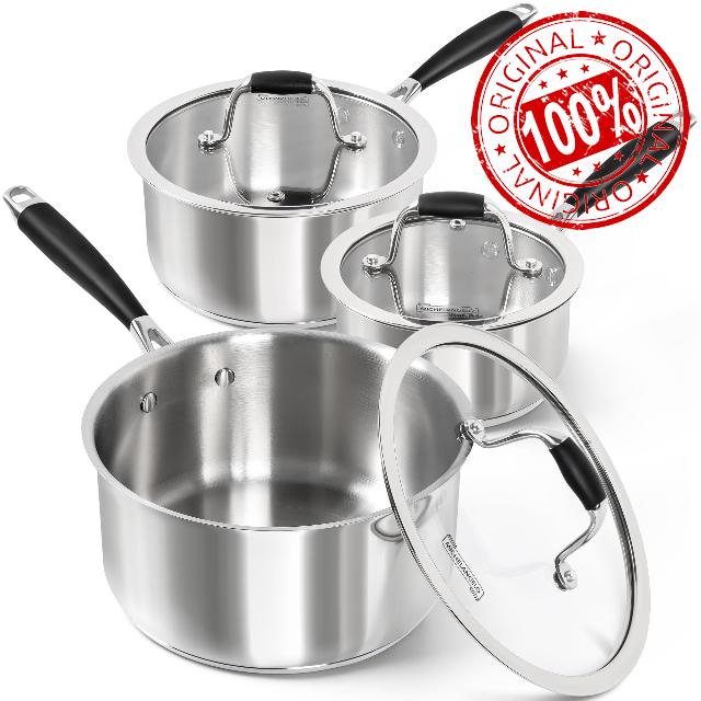 MICHELANGELO Triply Stainless Steel Saucepan with Lid 6 Pcs