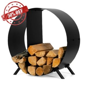 Firewood Rack Outdoor Indoor Fire Wood Rack - 24 in. Circular Fire Log Holder