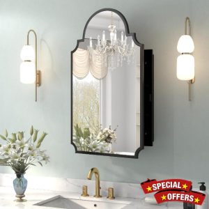 Black Decorative Medicine Cabinet Mirror