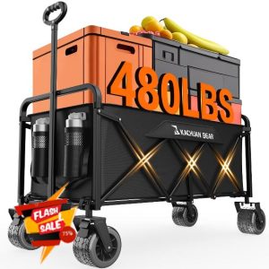 300L Large Collapsible Wagons Carts with Big All-Terrain Beach Wheels