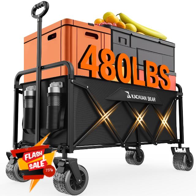 300L Large Collapsible Wagons Carts with Big All-Terrain Beach Wheels
