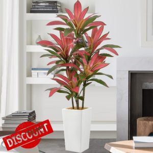 Artificial Red Dracaena Tree 5FT 90 Leaves 6 Heads