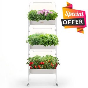 SUNCOZE 3-Tier Hydroponics Growing System Kit with 36 Pods – Full Spectrum Grow Lights