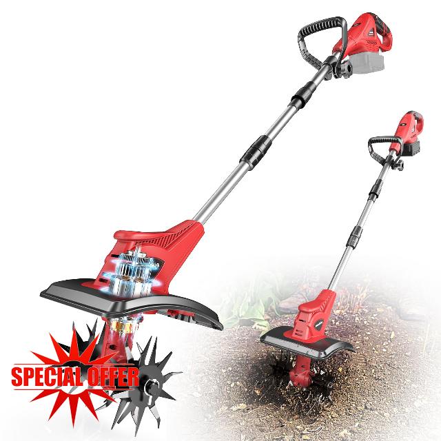 Cordless Tiller Cultivator Compatible with Milwaukee 18V: MtiolHig Tiller for Gardening 360RPM Electric Garden Tiller