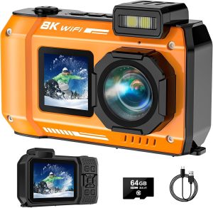 70MP 33FT WiFi Waterproof Digital Camera with 64GB Card