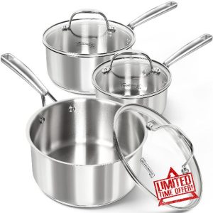 MICHELANGELO Stainless Steel Saucepan Set with Lid