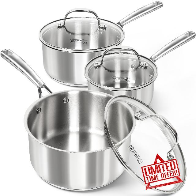 MICHELANGELO Stainless Steel Saucepan Set with Lid