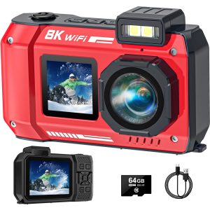 70MP 33FT WiFi Waterproof Digital Camera with 64GB Card