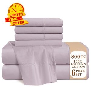 Casa Platino 100% Egyptian Cotton Sheets Queen Size Set - 6 Pcs (1 Flat