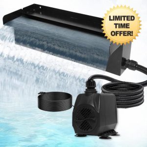 16" Stainless Steel Pond Waterfall Spillway with Pump Kit – 60W