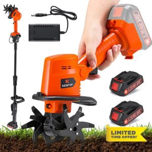 NEWTRY Cordless Electric Tiller Handheld & Extended Rod Dual Modes