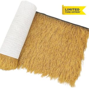 Realistic Synthetic Thatch Roll Sun-Bleached Yellow - 18 & 30 Inch Widths - Reinforced Weave for Mexican Palapa