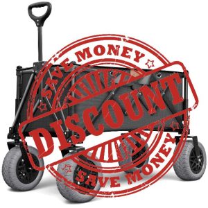 Folding Beach Wagon with Big All-Terrain Wheels for Off-Road Use (Sand/Gravel/Camping Trails) Extra Large Utility Cart with 9" Heavy-Duty Rubber Tires [Outland-XL by Stratton Forge] Black