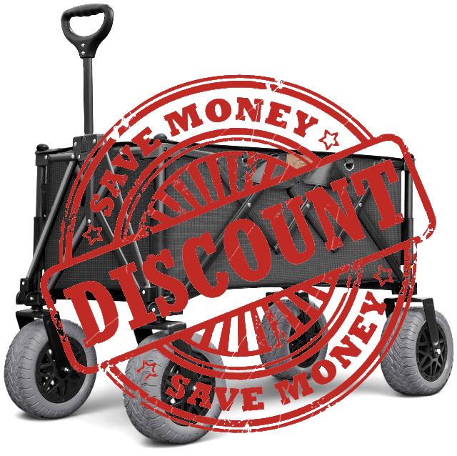 Folding Beach Wagon with Big All-Terrain Wheels for Off-Road Use (Sand/Gravel/Camping Trails) Extra Large Utility Cart with 9" Heavy-Duty Rubber Tires [Outland-XL by Stratton Forge] Black