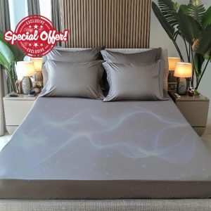 Earthing Grounded Fitted Sheet Queen Size with 10% Silverfiber & 90% Cotton - Gray - Luxury Material Grounding Bed Sheets - Improved Sleep Quality (Queen)