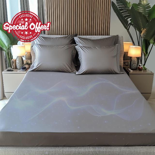 Earthing Grounded Fitted Sheet Queen Size with 10% Silverfiber & 90% Cotton - Gray - Luxury Material Grounding Bed Sheets - Improved Sleep Quality (Queen)