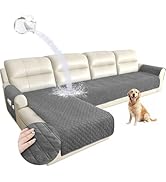 Arfntevss Waterproof Corner Sectional Couch Covers for Dogs Pet L Shape Sofa Cover Washable Velve...