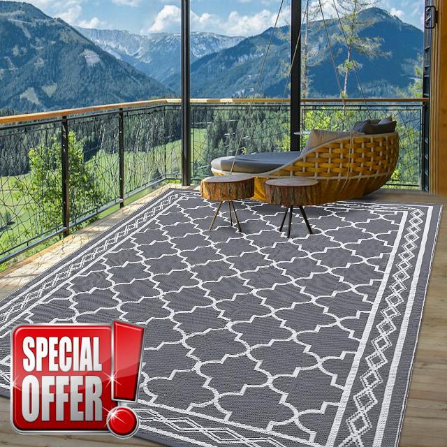 Outdoor Rug 10X14 Waterproof Reversible Plastic Straw Mats