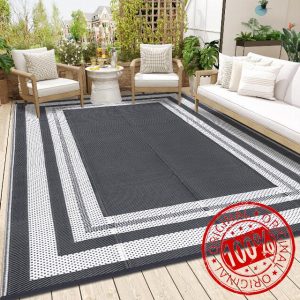 GlowSol Outdoor Rug 9x18 Waterproof Outdoor Plastic Straw Rug