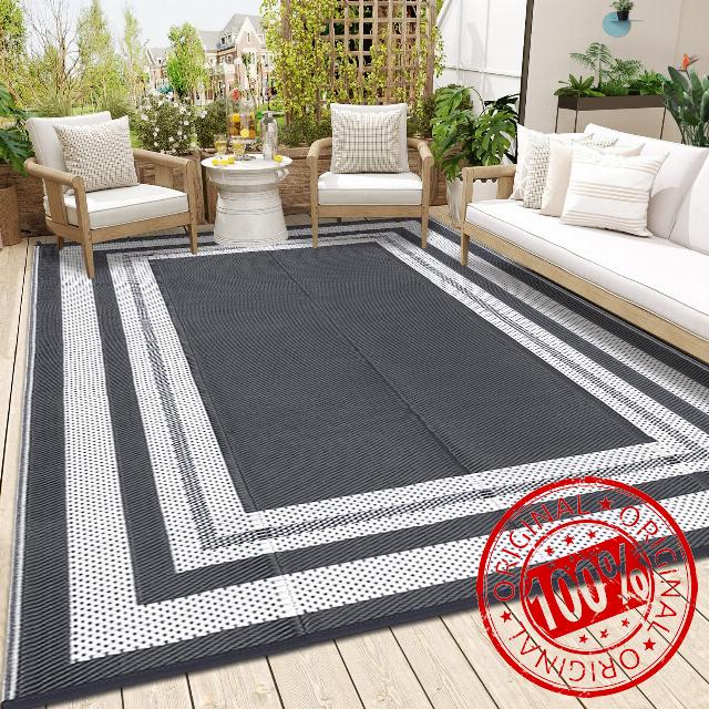 GlowSol Outdoor Rug 9x18 Waterproof Outdoor Plastic Straw Rug