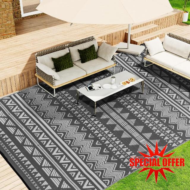 10x14 Outdoor Rug Patio Waterproof Large Rv Outdoor Rugs for Camping 10x14 Plastic Patio Rug for Outside