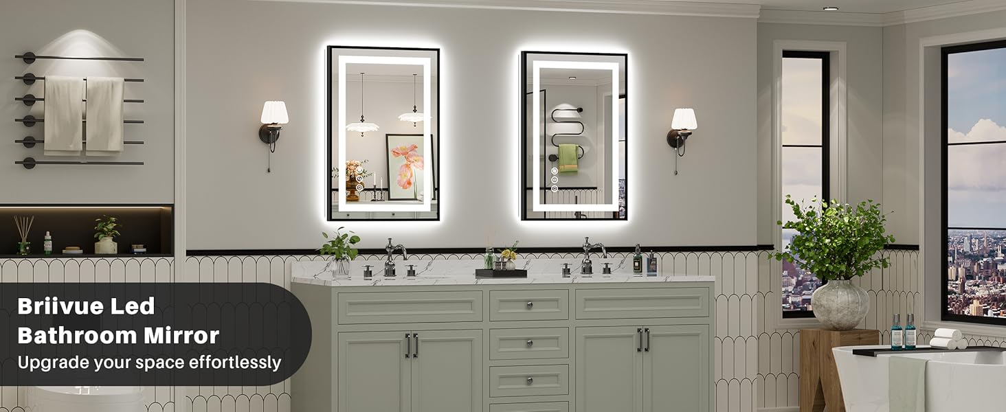 24x36 led mirror with black frame
