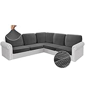 Arfntevss Corner Sectional Couch Covers Grey L Shape Sofa Cover Extra Large Magic Stretch Couch C...
