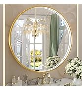Keonjinn 30 x 36 Inch Gold LED Mirror for Bathroom with Frontlit & Backlit, Metal Framed, Wall Mo...