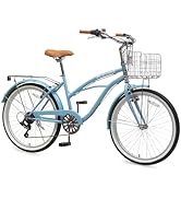 ACEGER 24 26 Inch Women Beach Cruiser Bike, Single Speed and 7 Speed, Adult Hybrid Bike Commuter ...