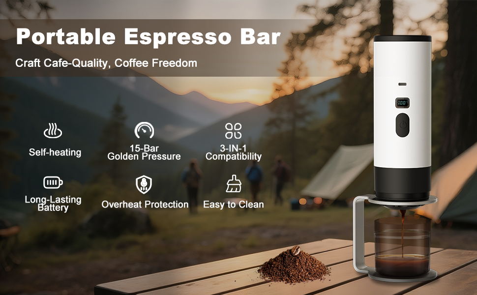 Our portable coffee maker has many advantages,overheat protection,easy to clean and more.