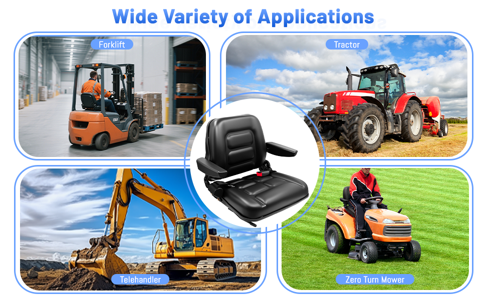 Universal Forklift Seat/Tractor Seat Compatible with Forklifts, Tractors, Zero-Turn Mowers