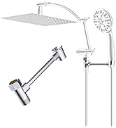 Hibbent Upgraded Metal Shower Head Holder with LED Display Shower Thermometer, Adjustable Shower ...