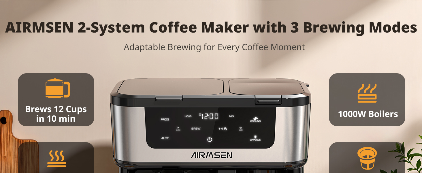 AIRMSEN 12-Cup Programmable Coffee Maker