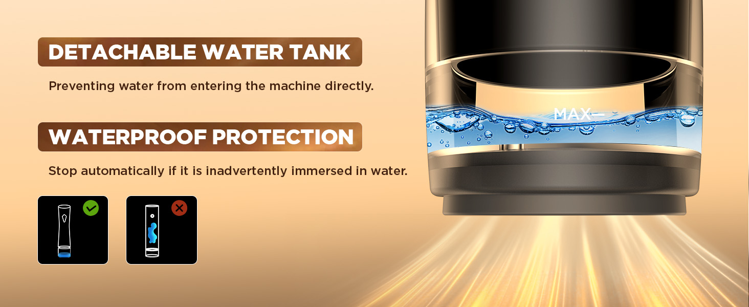 Vacuum sealer with detachable water tank and auto-stop protection to prevent water damage.